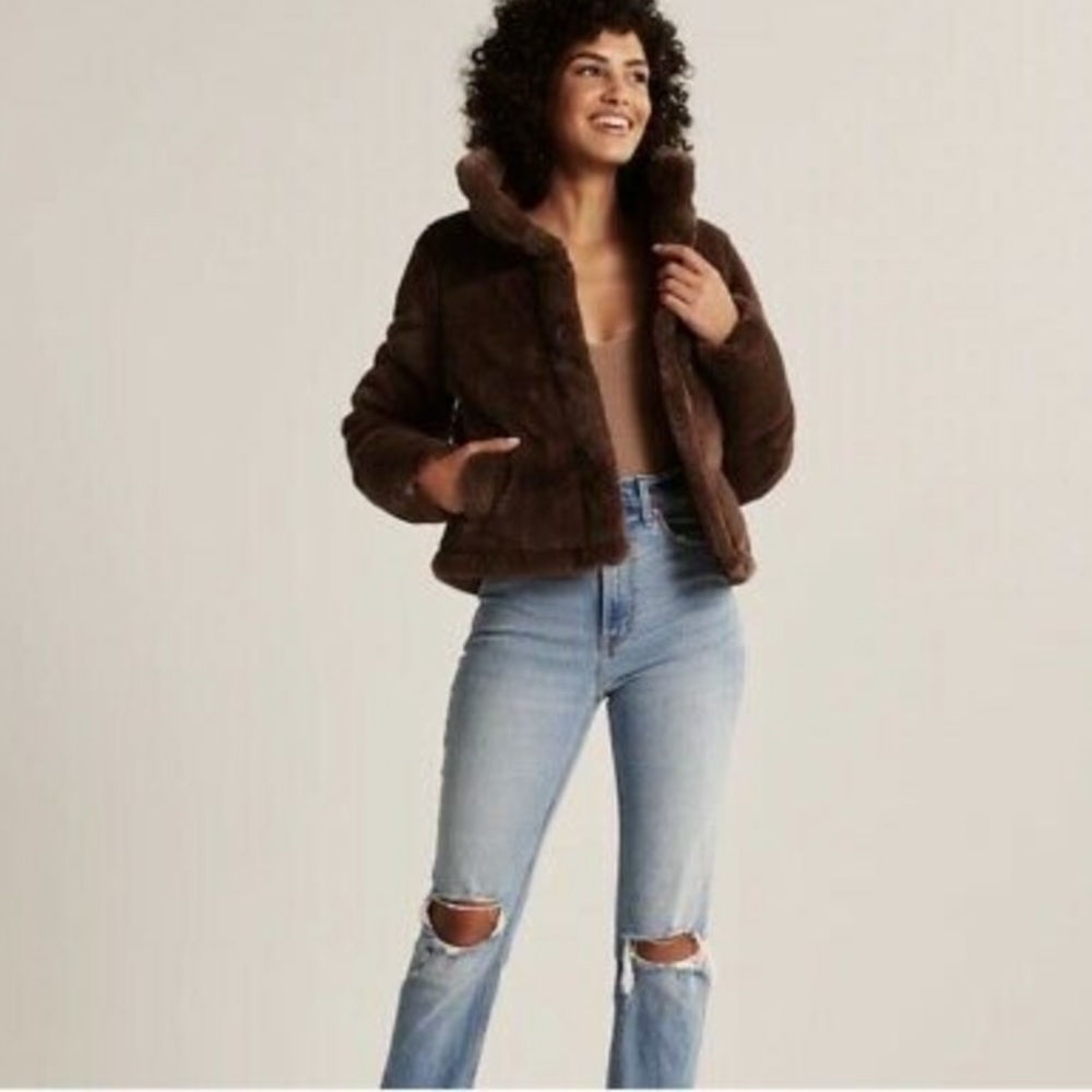 A&F Faux Fur Mini Puffer